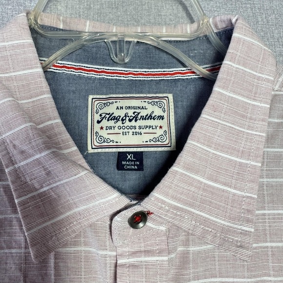 Flag & Anthem Shirt Mens XL Pink Plaid Short Sleeve Button Front Pocket Casual - Picture 2 of 6